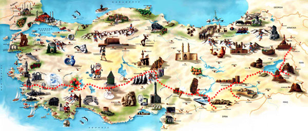 Map of travel thru Eastern & Central Turkey